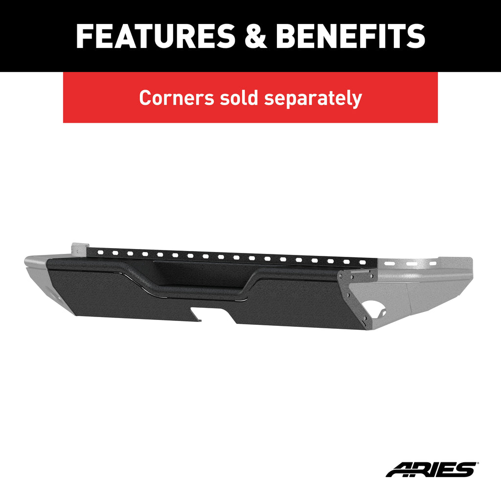 ARIES 2081024 TrailChaser Jeep Wrangler JL Steel Rear Bumper Center Section - Truck Part Superstore
