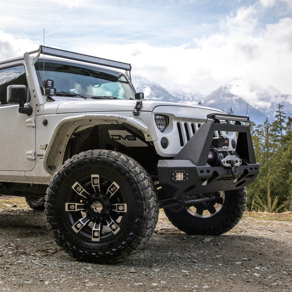ARIES 2081100 ARIES 2081100 TrailChaser Black Steel Front Jeep Bumper Angular Brush Guard Only - Truck Part Superstore