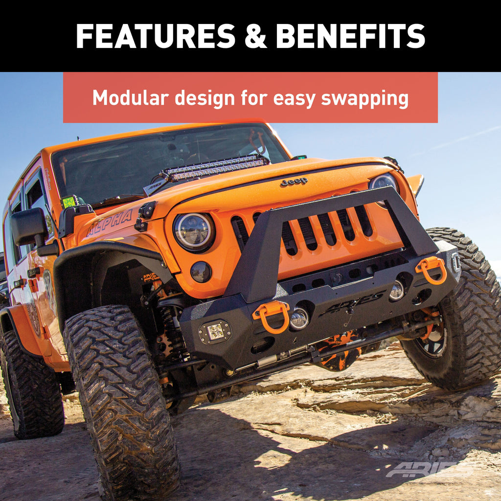 ARIES 2081200 TrailChaser Jeep Wrangler; Gladiator Steel Front Bumper Corners with LEDs - Truck Part Superstore