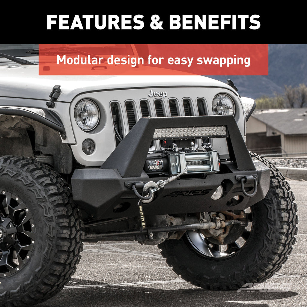 ARIES 2081206 TrailChaser Jeep Wrangler; Gladiator Steel Front Bumper Corners - Truck Part Superstore