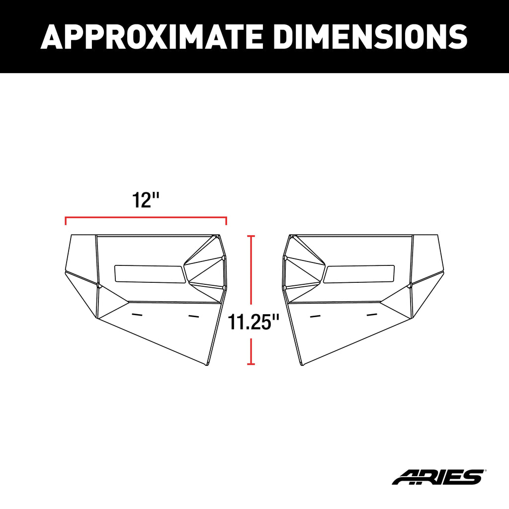 ARIES 2081209 TrailChaser Jeep Wrangler JL, Gladiator Aluminum Front Bumper Corners for Select Jeep Wrangler