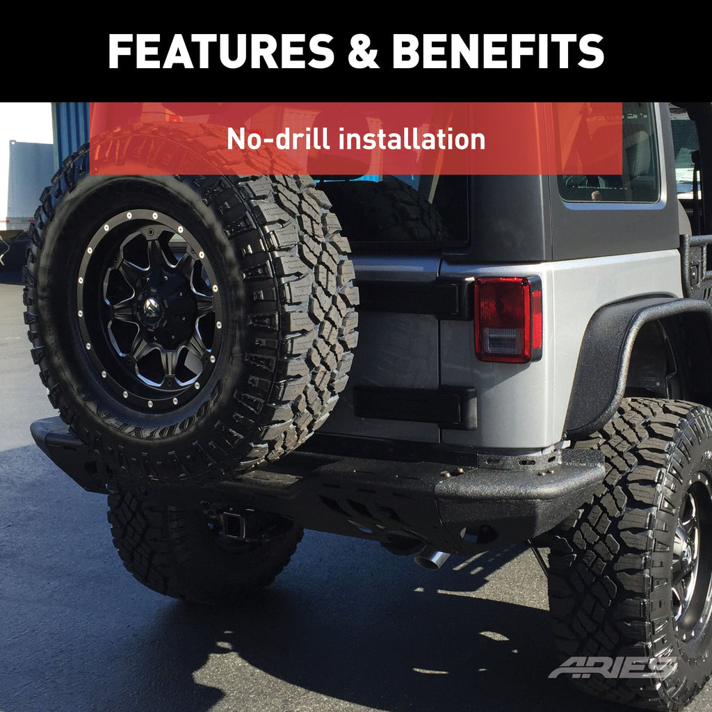 ARIES 2081220 TrailChaser Jeep Wrangler JK Steel Rear Bumper Corners - Truck Part Superstore