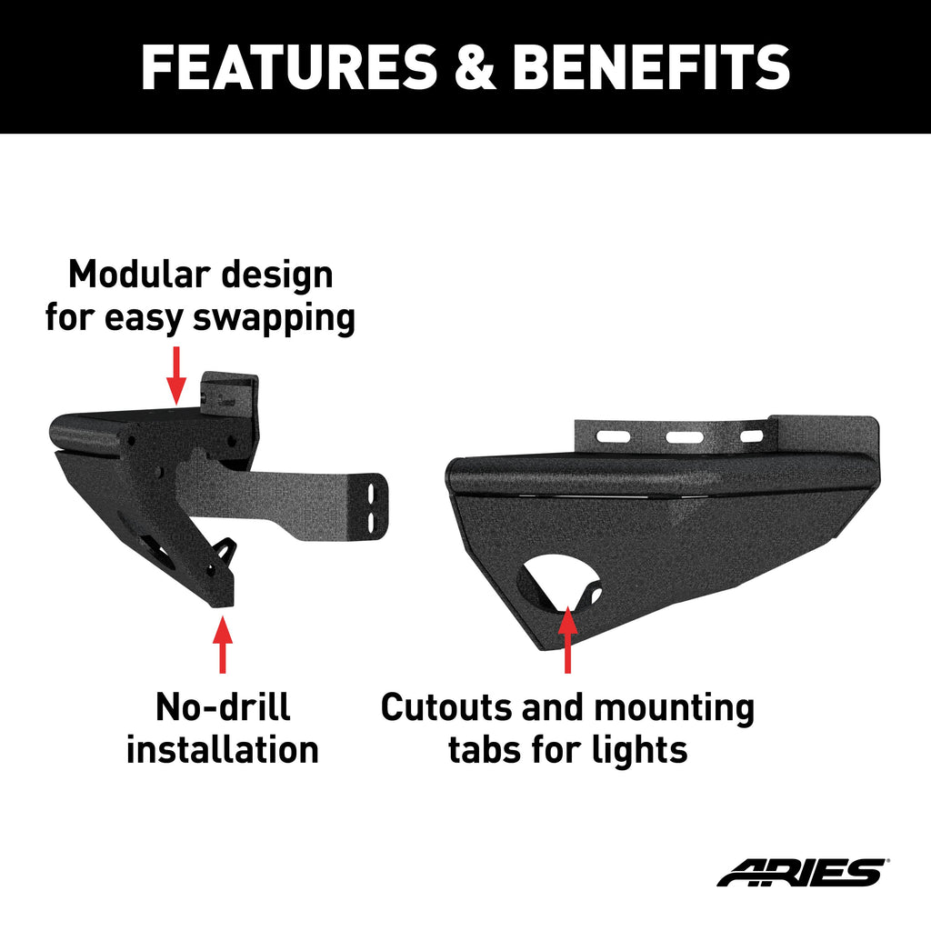 ARIES 2081221 TrailChaser Jeep Wrangler Aluminum Rear Bumper Corners for Select Jeep Wrangler