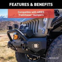 Load image into Gallery viewer, ARIES 2081255 TrailChaser Jeep Wrangler Aluminum Front Bumper Round Brush Guard for Select Jeep Wrangler