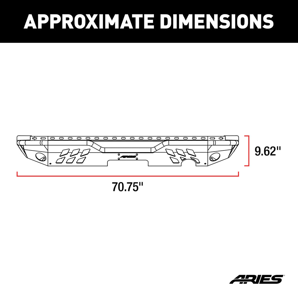 ARIES 2082036 TrailChaser Jeep Wrangler JK Aluminum Rear Bumper for Select Jeep Wrangler
