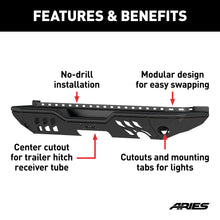 Load image into Gallery viewer, ARIES 2082036 TrailChaser Jeep Wrangler JK Aluminum Rear Bumper for Select Jeep Wrangler