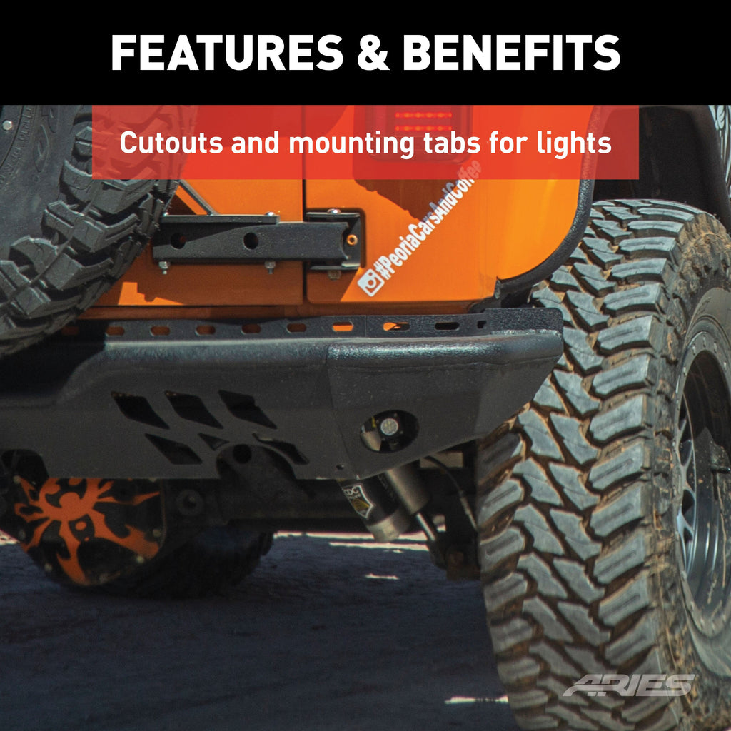 ARIES 2082036 TrailChaser Jeep Wrangler JK Aluminum Rear Bumper for Select Jeep Wrangler