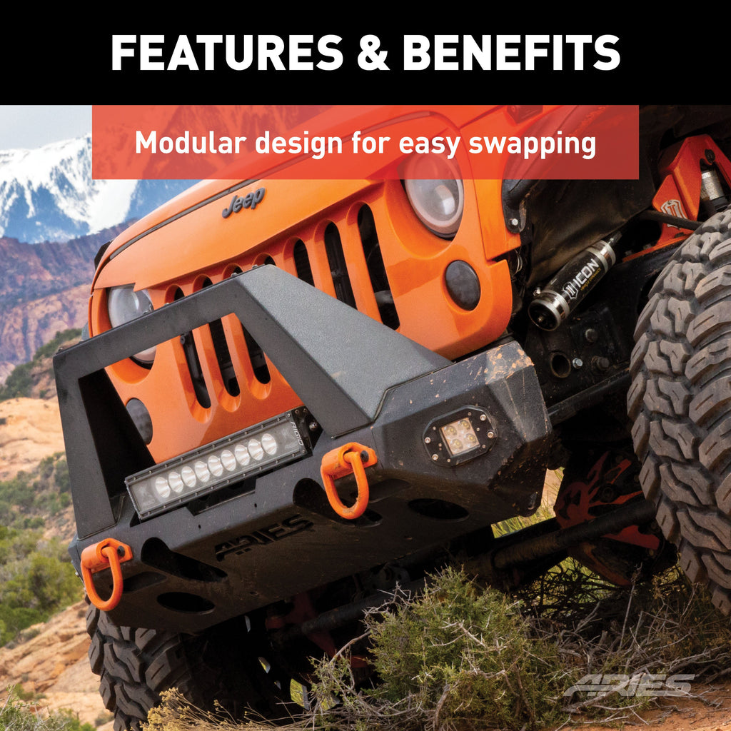 ARIES 2082043 TrailChaser Jeep Wrangler JK Steel Front Bumper (Option 1) - Truck Part Superstore