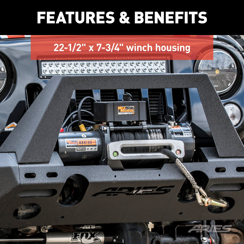 ARIES 2082043 TrailChaser Jeep Wrangler JK Steel Front Bumper (Option 1) - Truck Part Superstore