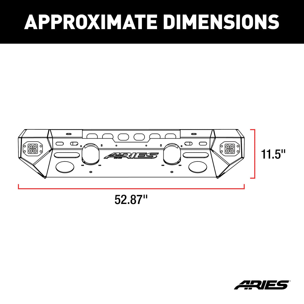 ARIES 2082044 TrailChaser Jeep Wrangler JK Aluminum Front Bumper (Option 5) for Select Jeep Wrangler