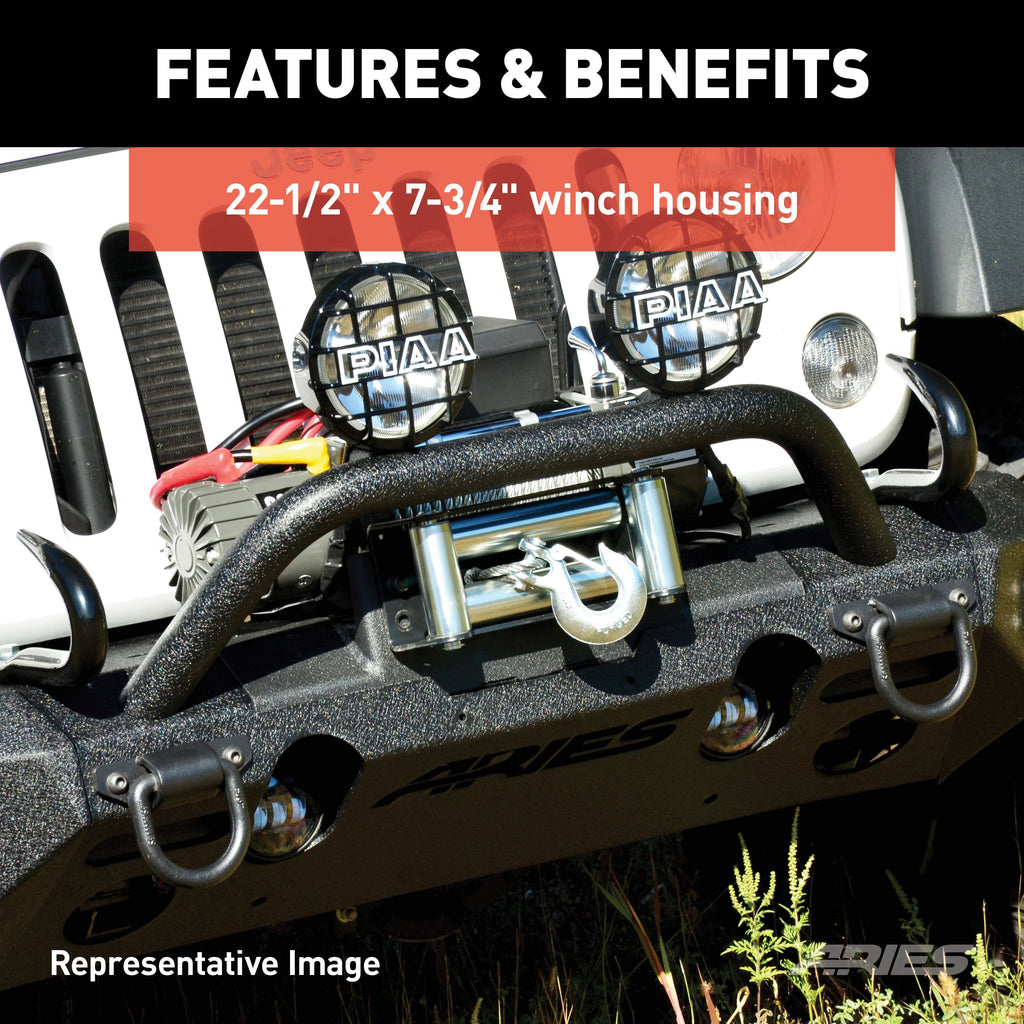 ARIES 2082044 TrailChaser Jeep Wrangler JK Aluminum Front Bumper (Option 5) for Select Jeep Wrangler