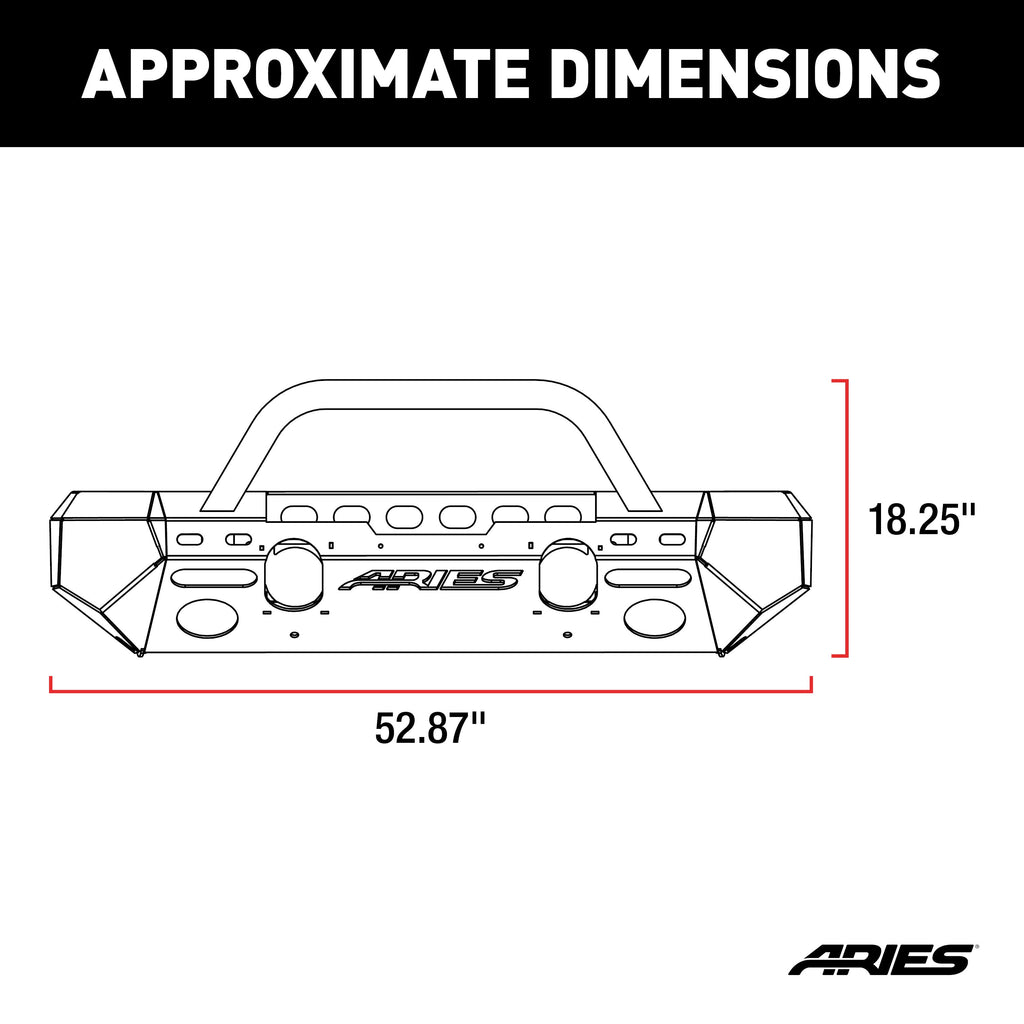 ARIES 2082050 TrailChaser Jeep Wrangler JK Steel Front Bumper (Option 4) - Truck Part Superstore