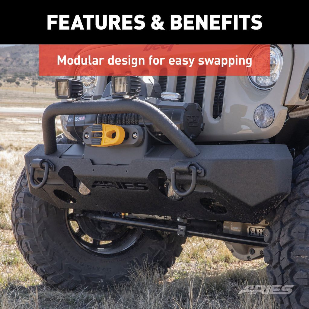 ARIES 2082050 TrailChaser Jeep Wrangler JK Steel Front Bumper (Option 4) - Truck Part Superstore