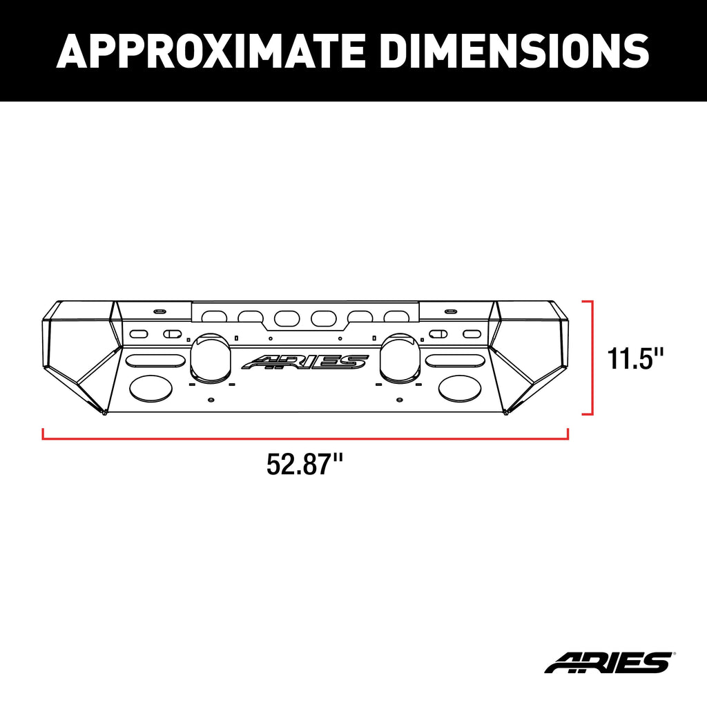 ARIES 2082052 TrailChaser Jeep Wrangler JK Aluminum Front Bumper (Option 6) for Select Jeep Wrangler