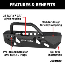 Load image into Gallery viewer, ARIES 2082054 TrailChaser Jeep Wrangler JK Aluminum Front Bumper (Option 4) for Select Jeep Wrangler