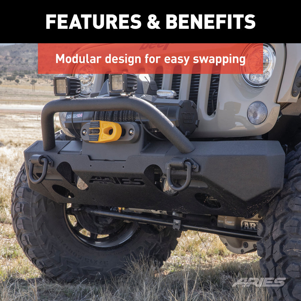 ARIES 2082054 TrailChaser Jeep Wrangler JK Aluminum Front Bumper (Option 4) for Select Jeep Wrangler