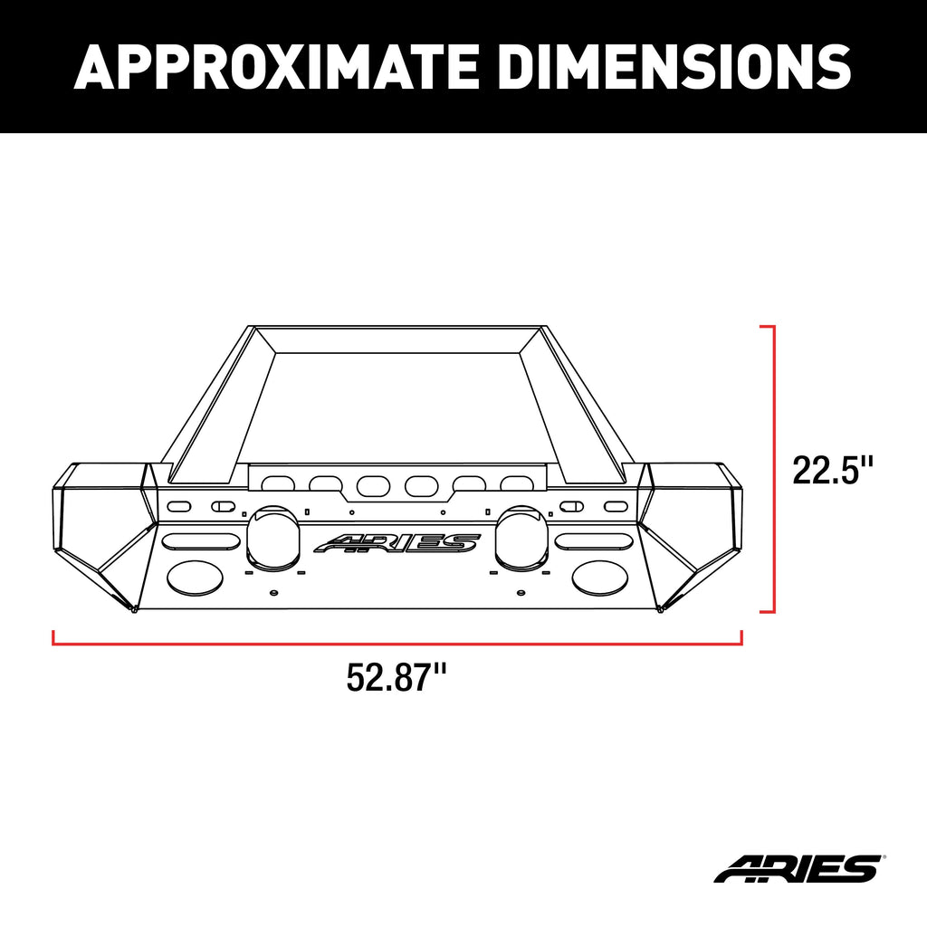 ARIES 2082055 TrailChaser Jeep Wrangler JK Aluminum Front Bumper (Option 2) for Select Jeep Wrangler