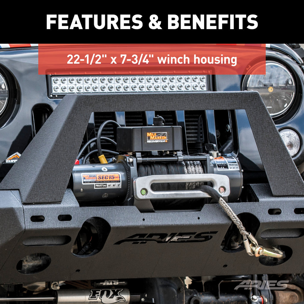 ARIES 2082055 TrailChaser Jeep Wrangler JK Aluminum Front Bumper (Option 2) for Select Jeep Wrangler