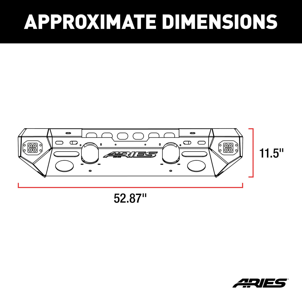 ARIES 2082057 TrailChaser Jeep Wrangler JK Steel Front Bumper (Option 5) - Truck Part Superstore