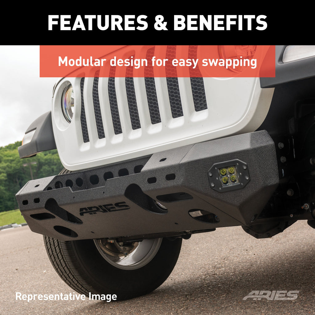 ARIES 2082057 TrailChaser Jeep Wrangler JK Steel Front Bumper (Option 5) - Truck Part Superstore