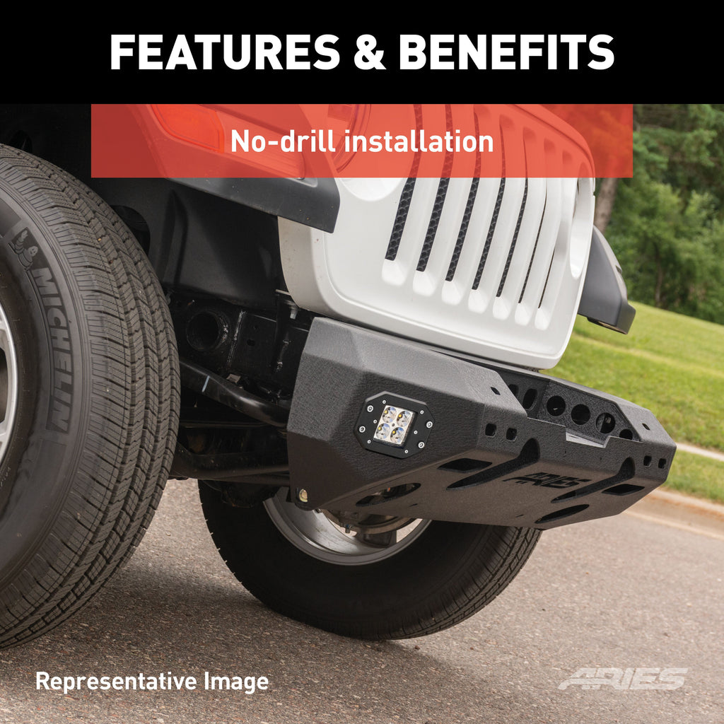 ARIES 2082057 TrailChaser Jeep Wrangler JK Steel Front Bumper (Option 5) - Truck Part Superstore