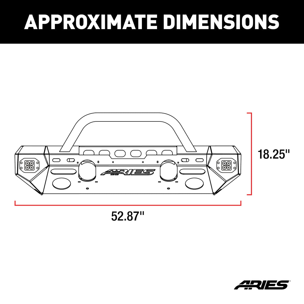 ARIES 2082058 TrailChaser Jeep Wrangler JK Aluminum Front Bumper (Option 3) for Select Jeep Wrangler