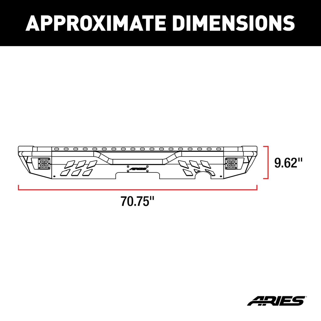 ARIES 2082060 TrailChaser Jeep Wrangler JK Steel Rear Bumper with LED Lights - Truck Part Superstore