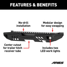 Load image into Gallery viewer, ARIES 2082060 TrailChaser Jeep Wrangler JK Steel Rear Bumper with LED Lights - Truck Part Superstore