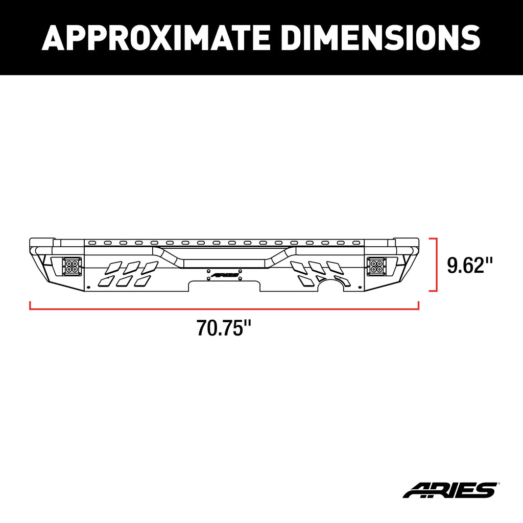 ARIES 2082061 TrailChaser Jeep Wrangler JK Aluminum Rear Bumper with LED Lights for Select Jeep Wrangler