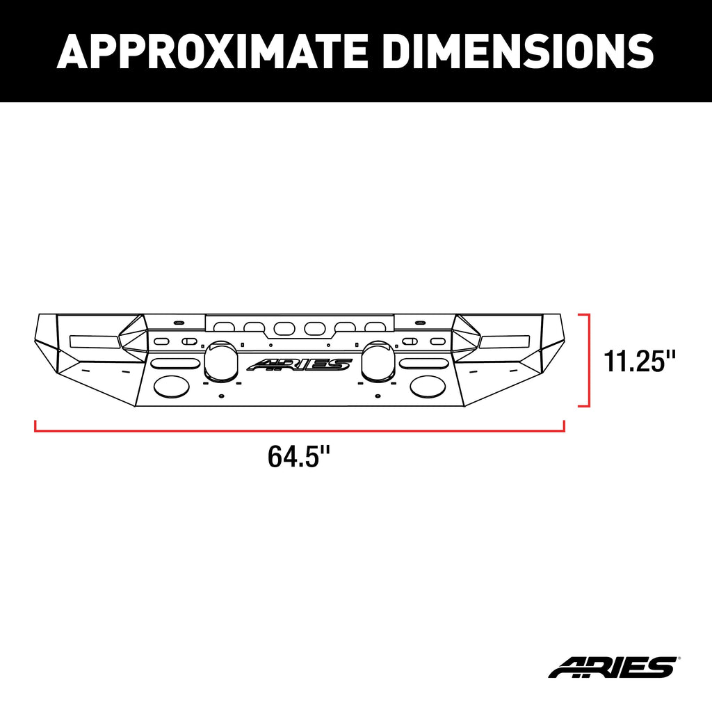 ARIES 2082072 TrailChaser Jeep Wrangler JL; Gladiator Steel Front Bumper (Option 7) - Truck Part Superstore