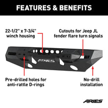 Load image into Gallery viewer, ARIES 2082072 TrailChaser Jeep Wrangler JL; Gladiator Steel Front Bumper (Option 7) - Truck Part Superstore