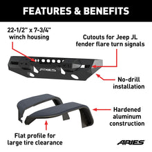 Load image into Gallery viewer, ARIES 2082073 TrailChaser Jeep Wrangler JL Front Bumper with Fender Flares (Option 7) - Truck Part Superstore