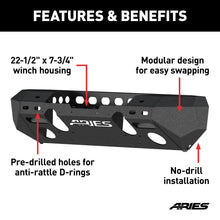 Load image into Gallery viewer, ARIES 2082074 TrailChaser Jeep Wrangler JL, Gladiator Aluminum Front Bumper (Option 6) for Select Jeep Wrangler