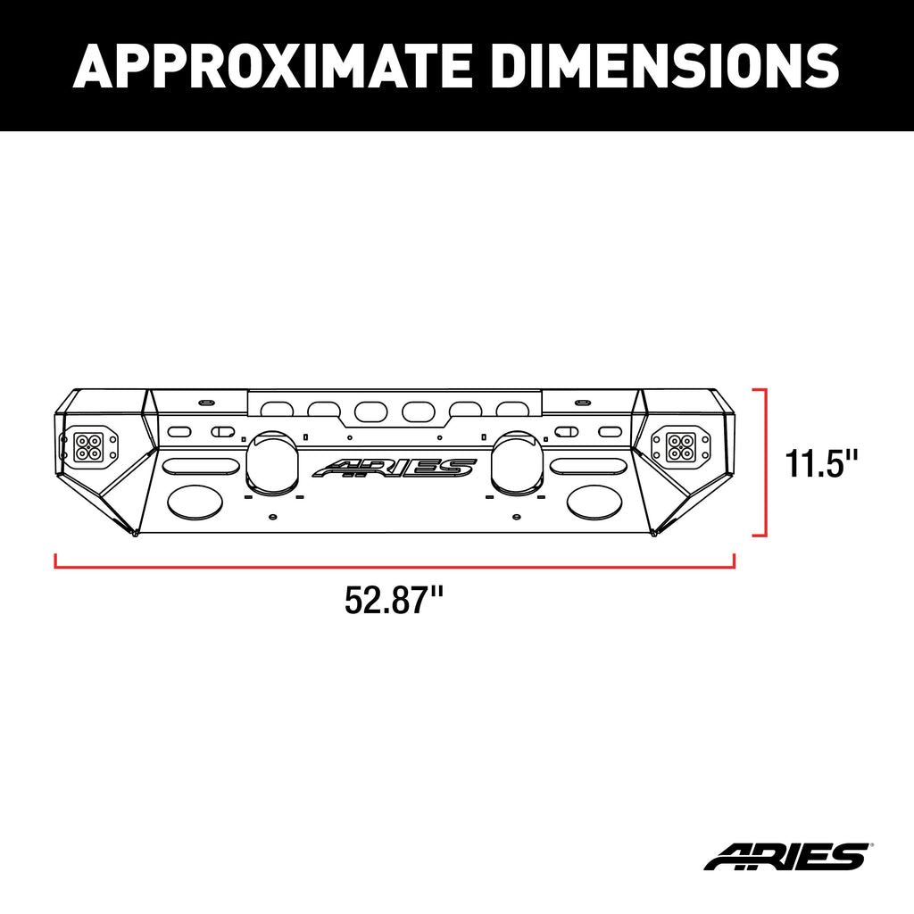 ARIES 2082075 TrailChaser Jeep Wrangler JL, Gladiator Aluminum Front Bumper (Option 5) for Select Jeep Wrangler