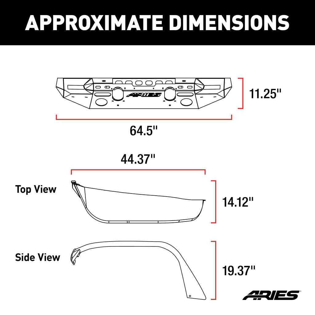 ARIES 2082077 TrailChaser Jeep Wrangler JL Aluminum Front Bumper with Fender Flares (Option 7) for Select Jeep Wrangler