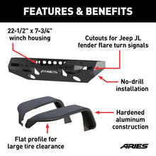 Load image into Gallery viewer, ARIES 2082077 TrailChaser Jeep Wrangler JL Aluminum Front Bumper with Fender Flares (Option 7) for Select Jeep Wrangler