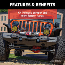 Load image into Gallery viewer, ARIES 2082077 TrailChaser Jeep Wrangler JL Aluminum Front Bumper with Fender Flares (Option 7) for Select Jeep Wrangler