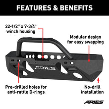 Load image into Gallery viewer, ARIES 2082078 TrailChaser Jeep Wrangler JL; Gladiator Steel Front Bumper (Option 4) - Truck Part Superstore