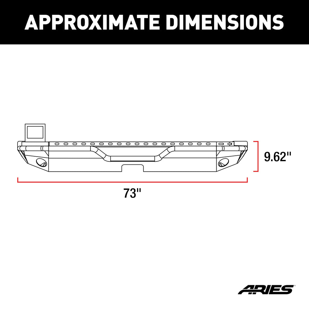 ARIES 2082080 ARIES 2082080 TrailChaser Black Steel Jeep Wrangler JL Rear Bumper - Truck Part Superstore