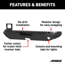 Load image into Gallery viewer, ARIES 2082080 ARIES 2082080 TrailChaser Black Steel Jeep Wrangler JL Rear Bumper - Truck Part Superstore