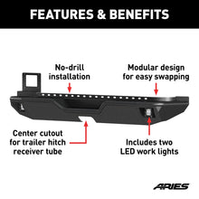 Load image into Gallery viewer, ARIES 2082081 TrailChaser Jeep Wrangler JL Steel Rear Bumper with LED Lights - Truck Part Superstore