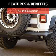 Load image into Gallery viewer, ARIES 2082081 TrailChaser Jeep Wrangler JL Steel Rear Bumper with LED Lights - Truck Part Superstore