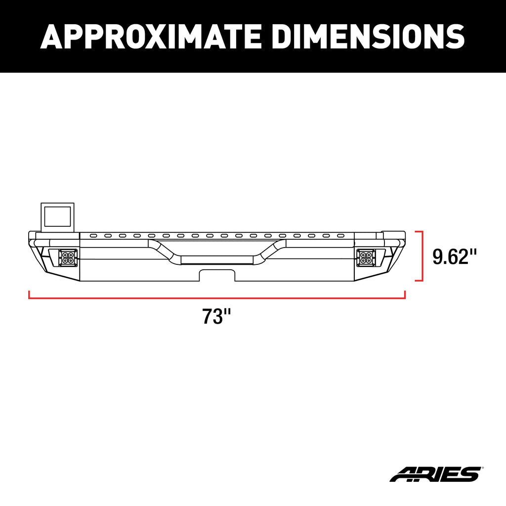 ARIES 2082083 TrailChaser Jeep Wrangler JL Aluminum Rear Bumper with LED Lights for Select Jeep Wrangler