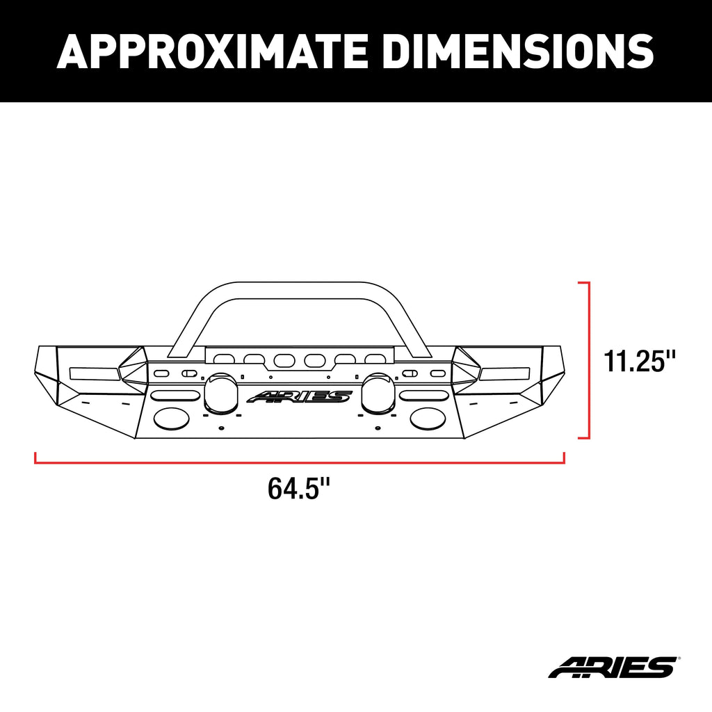 ARIES 2082088 TrailChaser Jeep Wrangler JL; Gladiator Steel Front Bumper (Option 8) - Truck Part Superstore
