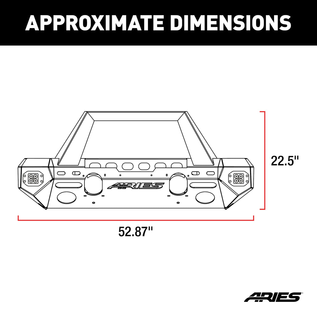 ARIES 2082095 TrailChaser Jeep Wrangler JL, Gladiator Aluminum Front Bumper (Option 1) for Select Jeep Wrangler