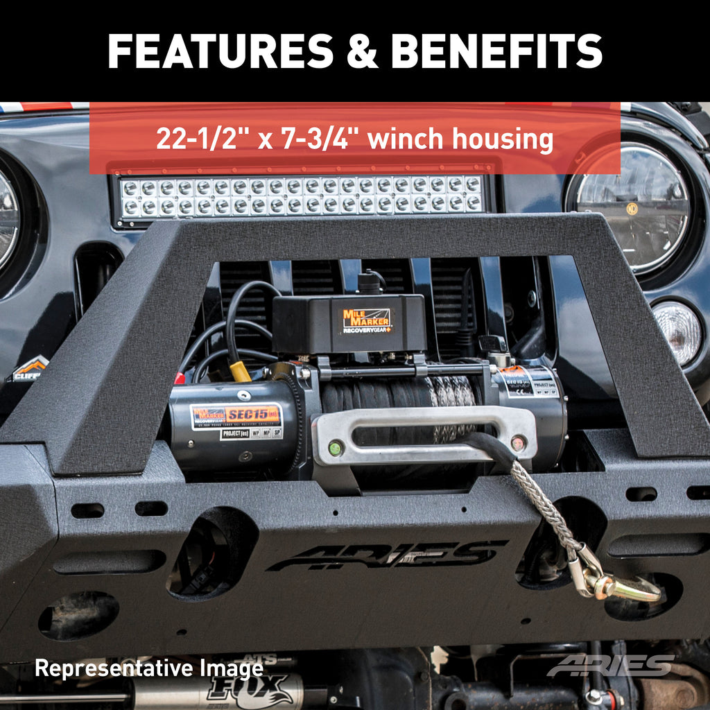 ARIES 2082095 TrailChaser Jeep Wrangler JL, Gladiator Aluminum Front Bumper (Option 1) for Select Jeep Wrangler