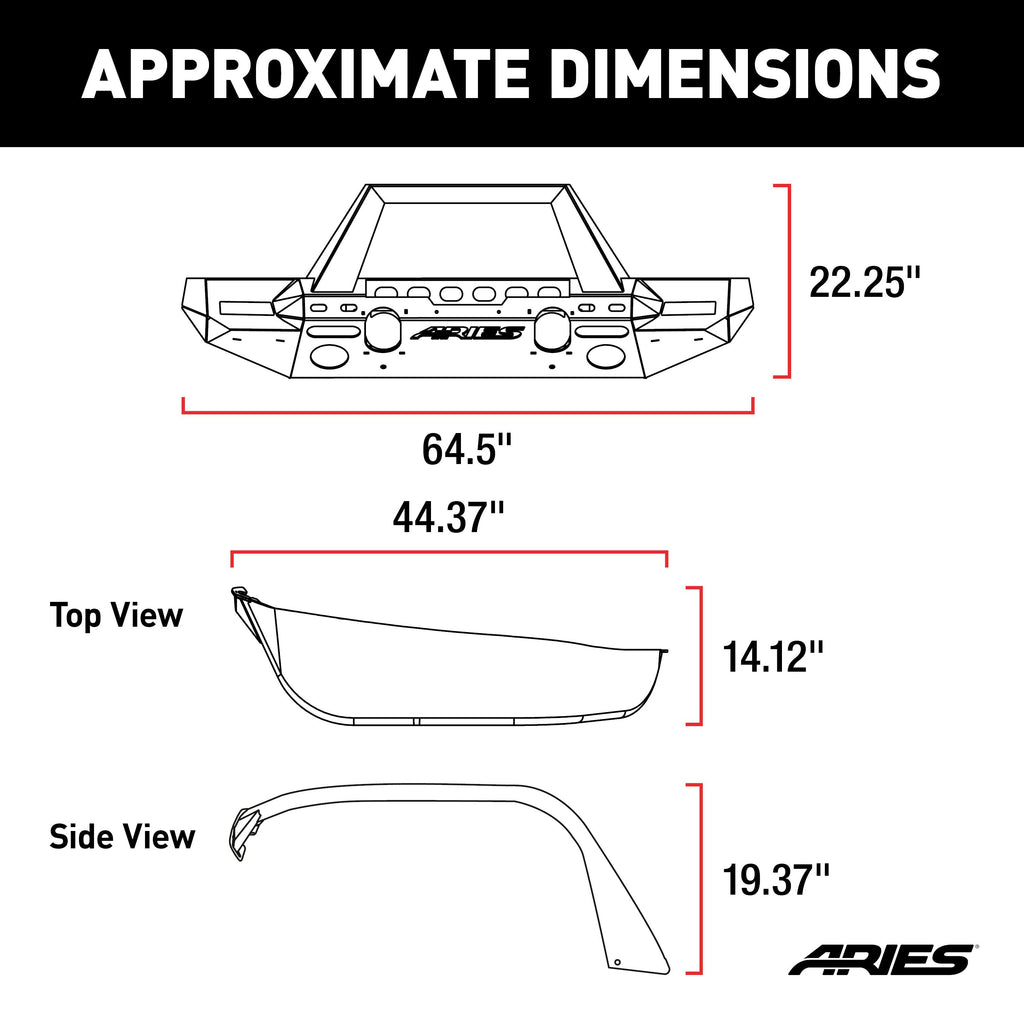ARIES 2082097 TrailChaser Jeep Wrangler JL Front Bumper with Fender Flares (Option 9) for Select Jeep Wrangler