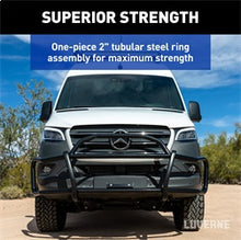 Load image into Gallery viewer, Luverne 208815 LUVERNE 208815 SolidShield Black Steel Van Grille Guard; Fits Select Mercedes-Be for Select Freightliner Sprinter 2500, Freightliner Sprinter 3500, Mercedes-Benz Sprinter 1500, Mercedes-Benz Sprinter 2500, Mercedes-Benz Sprinter 3500,
