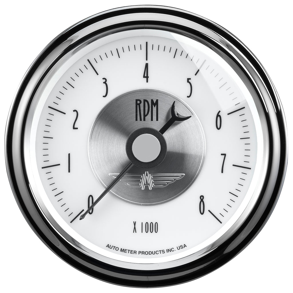 AutoMeter 2098 GAUGE, TACHOMETER, 3 3/8", 8K RPM, IN-DASH, PRESTIGE PEARL