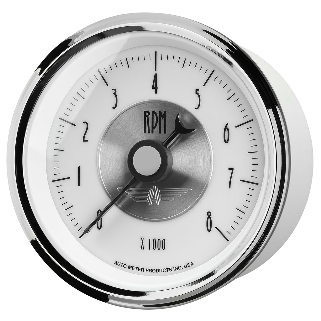 AutoMeter 2098 GAUGE, TACHOMETER, 3 3/8", 8K RPM, IN-DASH, PRESTIGE PEARL